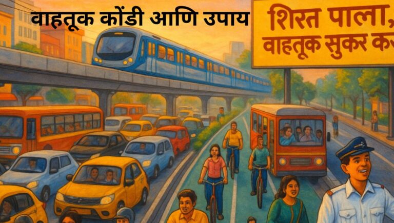 वाहतूक कोंडी आणि उपाय मराठी निबंध: Vahatuk Kondi Ani Upay Marathi Nibandh